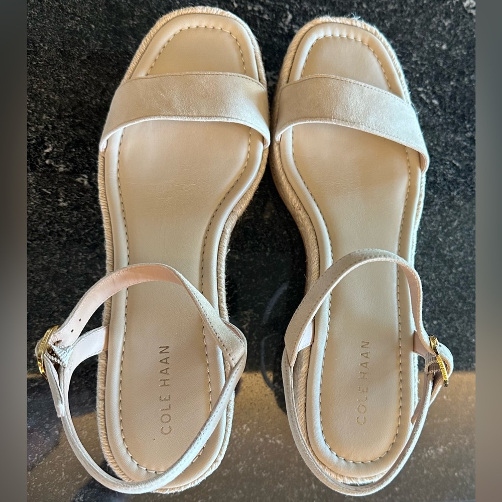 Cole Haan Cream Suede Slingback Sandals
